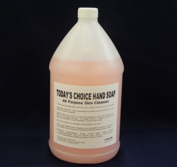 gallon jug, pink liquid, white label